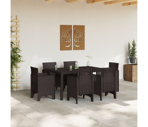 Juego de Comedor de Jardín de 7 Piezas Marrón Poliratan