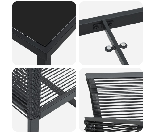 Set de Comedor de Jardín  de 5 Piezas Ratan Polímero Negro