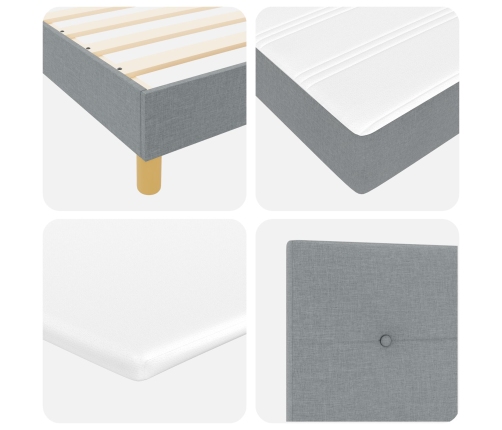 Cama con Box Spring  con Colchón Gris Claro 200x200 cm Tela