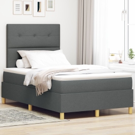 Cama con Base de Resortes  y Colchón Gris Oscuro 120x200 cm Tela