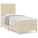 Cama con Base de Muelles y Colchón Crema 90x200 cm Tela