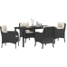 Conjunto de Comedor de Jardín de 5 Piezas con Cojines Poliratán Negro