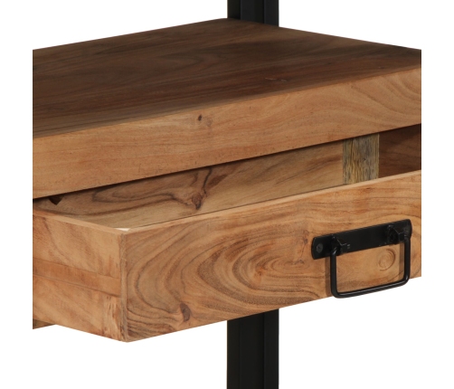 Mesas Auxiliares  Negras 120x33x75 cm de Madera Maciza de Acacia y Metal