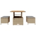 Conjunto de Comedor para Jardín de 3 Piezas con Cojines Beige de Ratán Polímero y Acacia