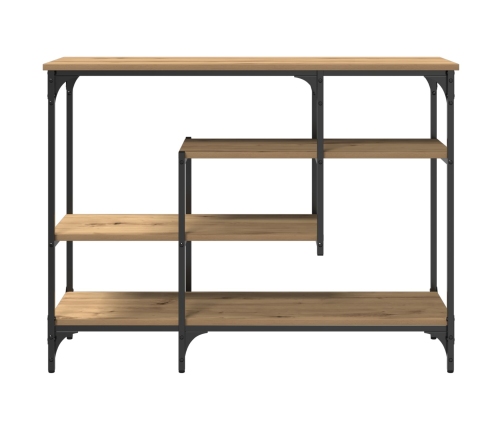 Mesa de Consola  Roble Artesanal 100x35x75 cm Madera Elaborada y Acero