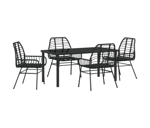 Conjunto de Comedor de Jardín  de 5 Piezas Poliratán Negro