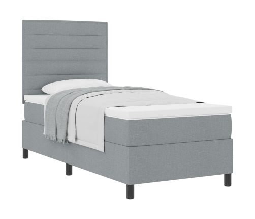 Cama con Somier y Colchón Gris Claro 90x200 cm Tela