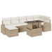 Conjunto de Sofás de Jardín de 8 Piezas con Cojines Beige de Rattan Poliéster