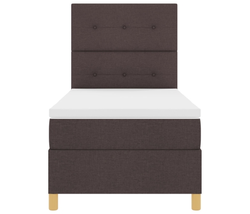 Cama con Somier  con Colchón Marrón Oscuro 100x200 cm Tela