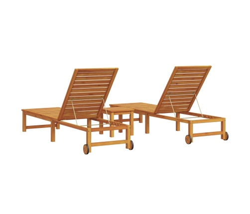 Tumbona  con mesa de madera de acacia, Tumbona  de madera de acacia