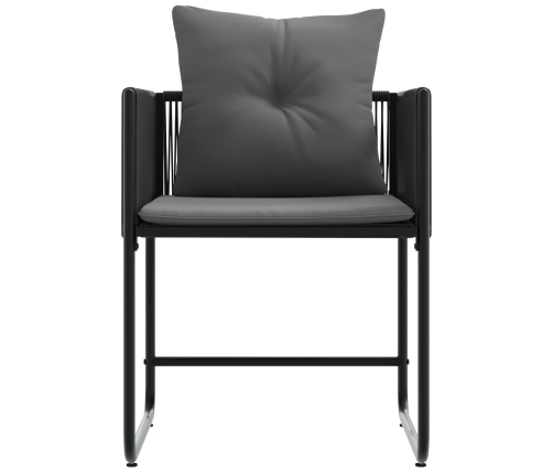 sillas de jardín  con cojines 4 pcs Rattan Poliéster Negro