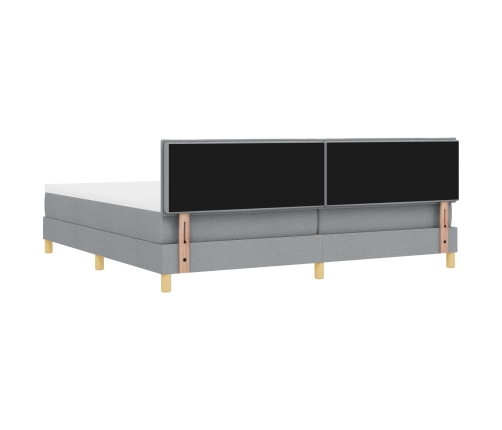 Cama con Base  con Colchón y Luz LED Gris Claro 200x200 cm Tela