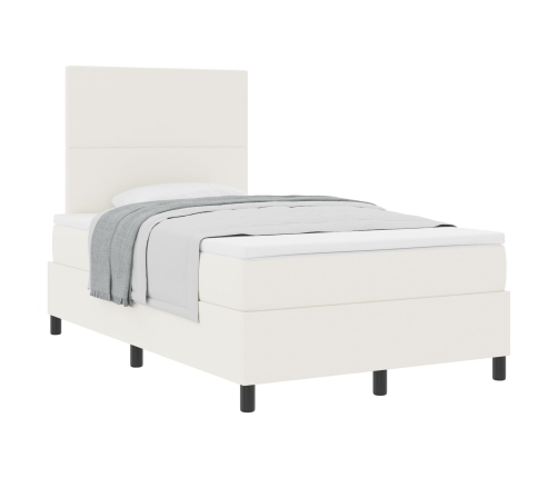 Cama con Base de Resorte  con Colchón Crema 120x200 cm Tela de Pana