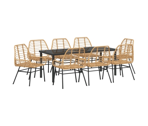 Conjunto de Comedor de Jardín  de 9 Piezas Marrón Poliratán