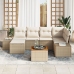 Juego de Sofá de Jardín de 7 Piezas con Cojines Beige Poliratán Acacia