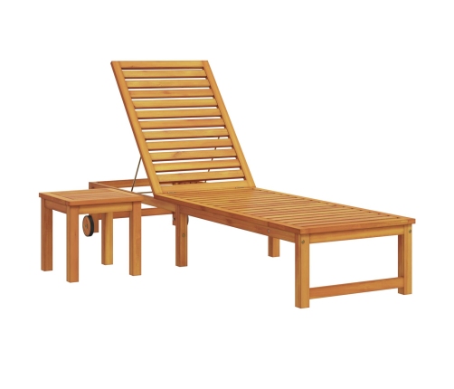 Tumbona  con mesa de madera de acacia, Tumbona  de madera de acacia