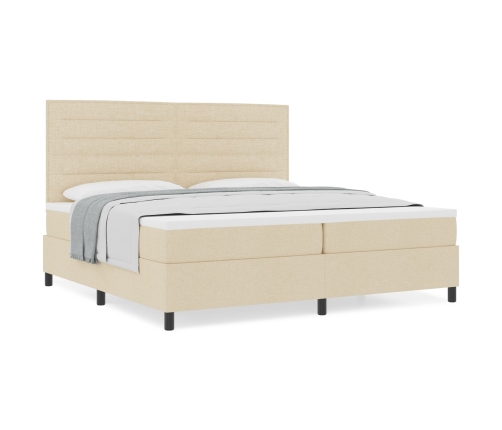 Cama Box Spring  con Colchón Crema 200x200 cm Tela