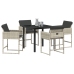 Juego de Comedor de Jardín de 5 Piezas con Cojines Gris Claro Rattan PE