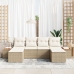 Conjunto de Sofás de Jardín de 6 Piezas con Cojines Beige de Poliratán Acacia