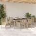 Conjunto de Comedor de Jardín de 7 Piezas con Cojines Beige de Poliratán