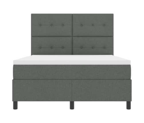 Cama con Somier y Colchón Gris Oscuro 140x190 cm Tela