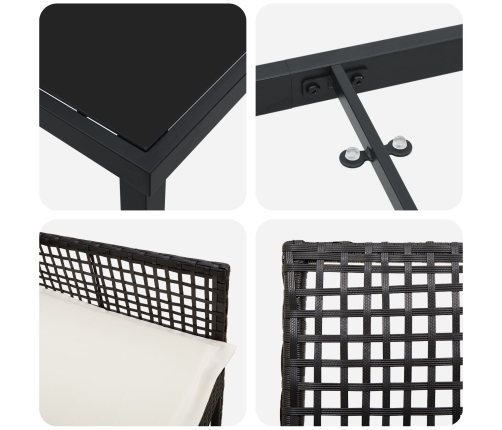 Juego de Comedor de Jardín de 5 Piezas con Cojines Ratán Sintético Negro