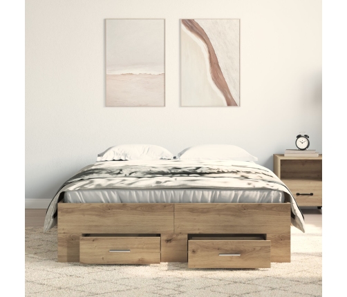 Estructura de Cama  con Cajones de Roble Artesanal 120x200 cm de Madera Elaborada