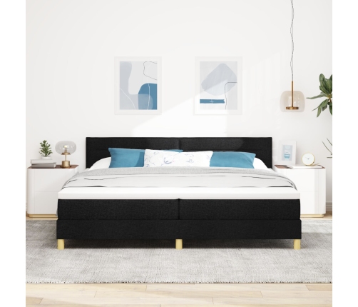 Cama con Base y Colchón Negra 200x200 cm Tela