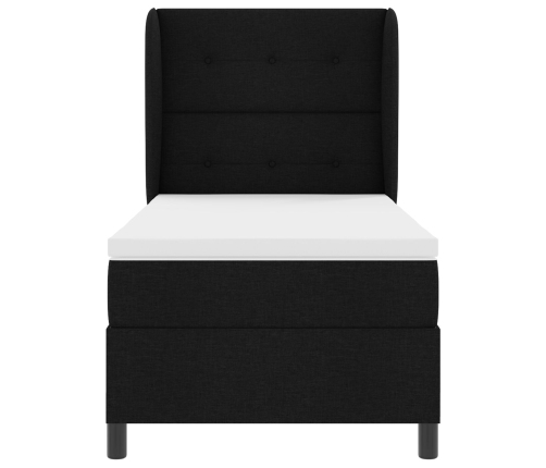 Cama Box Spring  con colchón Negro 100x200 cm Tela