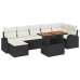Conjunto de Comedor de Jardín de 8 Piezas con Cojines Negro Ratán Poliéster Acacia