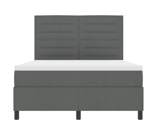 Cama con Somier  Gris Oscuro 140x190 cm Tela