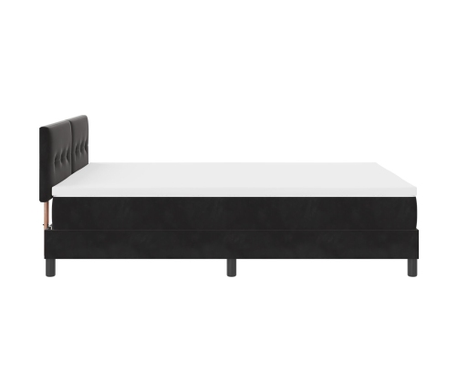 Cama con somier  con colchón Negro 140x190 cm Terciopelo