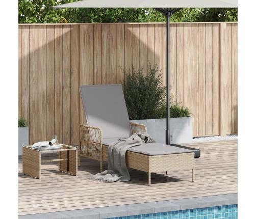 Tumbona Beige y gris claro Ratán PE 157 x 55 x 92 cm Plegable