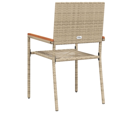 Sillas de jardín apilables  con cojines, 2 piezas, Beige, Ratán