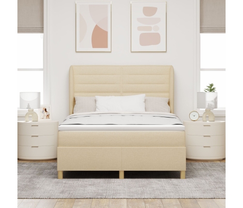 Cama con Colchón Crema 140x190 cm Tela