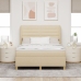 Cama con Colchón Crema 140x190 cm Tela