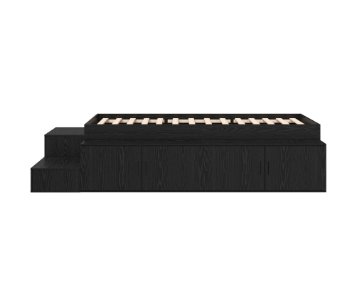 Estructura de cama de almacenamiento en roble negro 80x200 cm
