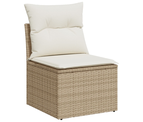 Conjunto de Comedor de Jardín de 11 Piezas con Cojines Ratán Beige Acacia