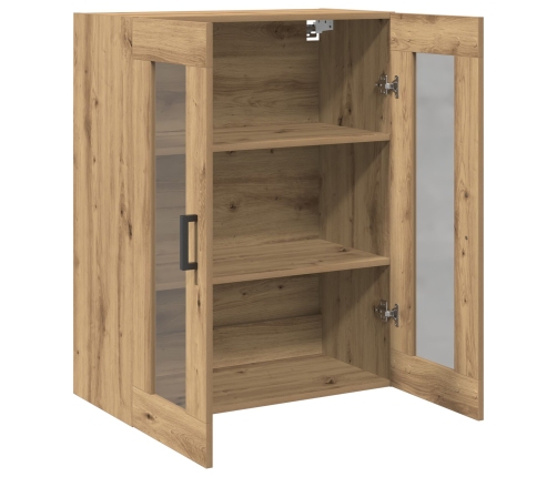 Gabinete Suspendido con Puertas de Vidrio Roble Artesanal 69.5x34x90 cm