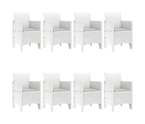 Conjunto de Comedor de Jardín de 9 Piezas con Cojines Blanco Poliratán