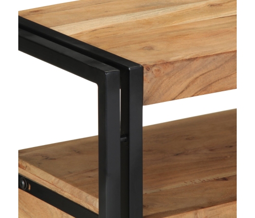 Mesa de Consola  Negra 90x33x75 cm de Madera Maciza de Acacia y Metal
