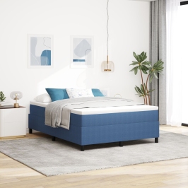 Cama con Box Spring y Colchón Azul 140x200 cm de Tela de Terciopelo