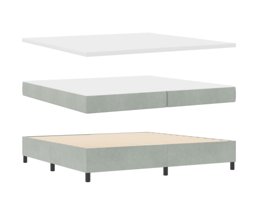Cama Box Spring  con Colchón Gris Claro 200x200 cm Terciopelo