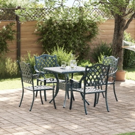 Conjunto de Comedor de Jardín de 5 Piezas  en Verde de Aluminio Fundido