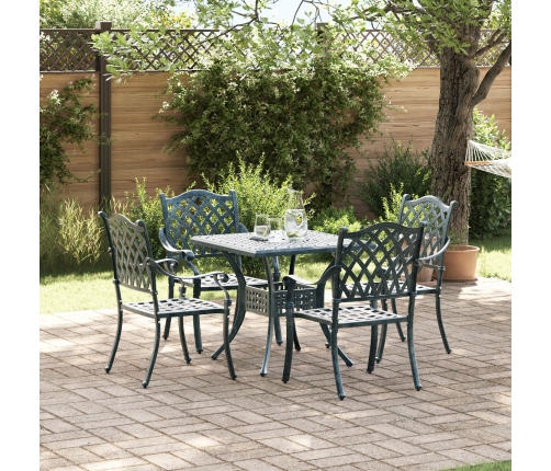 Conjunto de Comedor de Jardín de 5 Piezas  en Verde de Aluminio Fundido