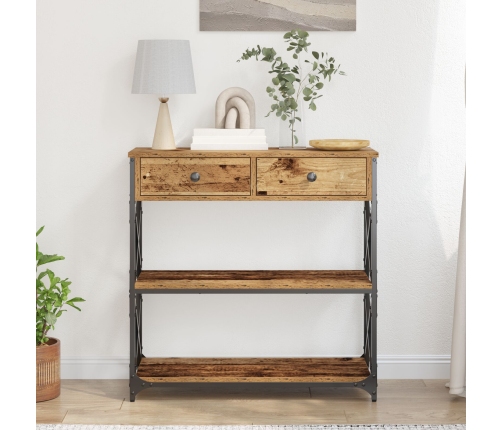 mesa consola de madera vieja 75x28x75 cm madera de ingeniería y acero