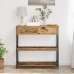 mesa consola de madera vieja 75x28x75 cm madera de ingeniería y acero