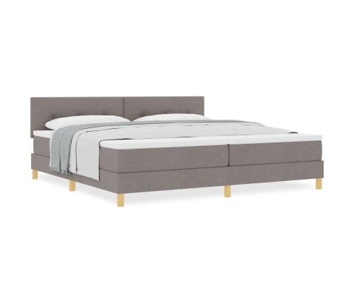 Cama Box Spring  con Colchón Taupe 200x200 cm Tela