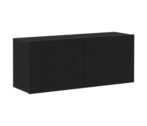 Gabinete de pared para TV  Negro Roble 100x30x41 cm Madera engineered