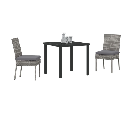 Conjunto de Comedor de Jardín  de 3 piezas Gris Poliratán